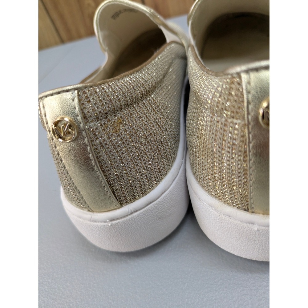 Michael Kors Keaton Gold Glitter Metallic Shoes Womens 10 Slip On Sneakers - Picture 7 of 10